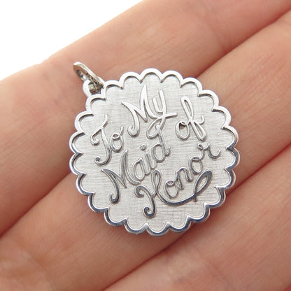 BEAU 925 Sterling Silver Vintage To My Maid of Honor Charm Pendant