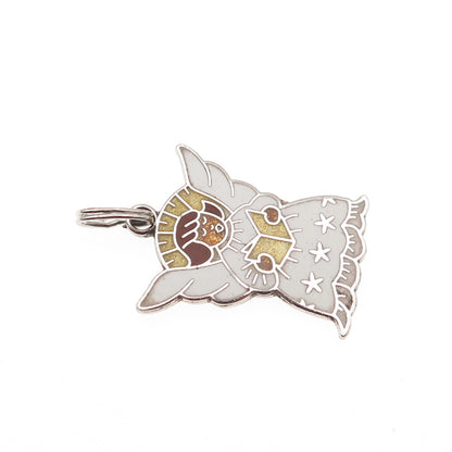 Wells 925 Sterling Silver Antique Art Deco Enamel Angel Charm Pendant