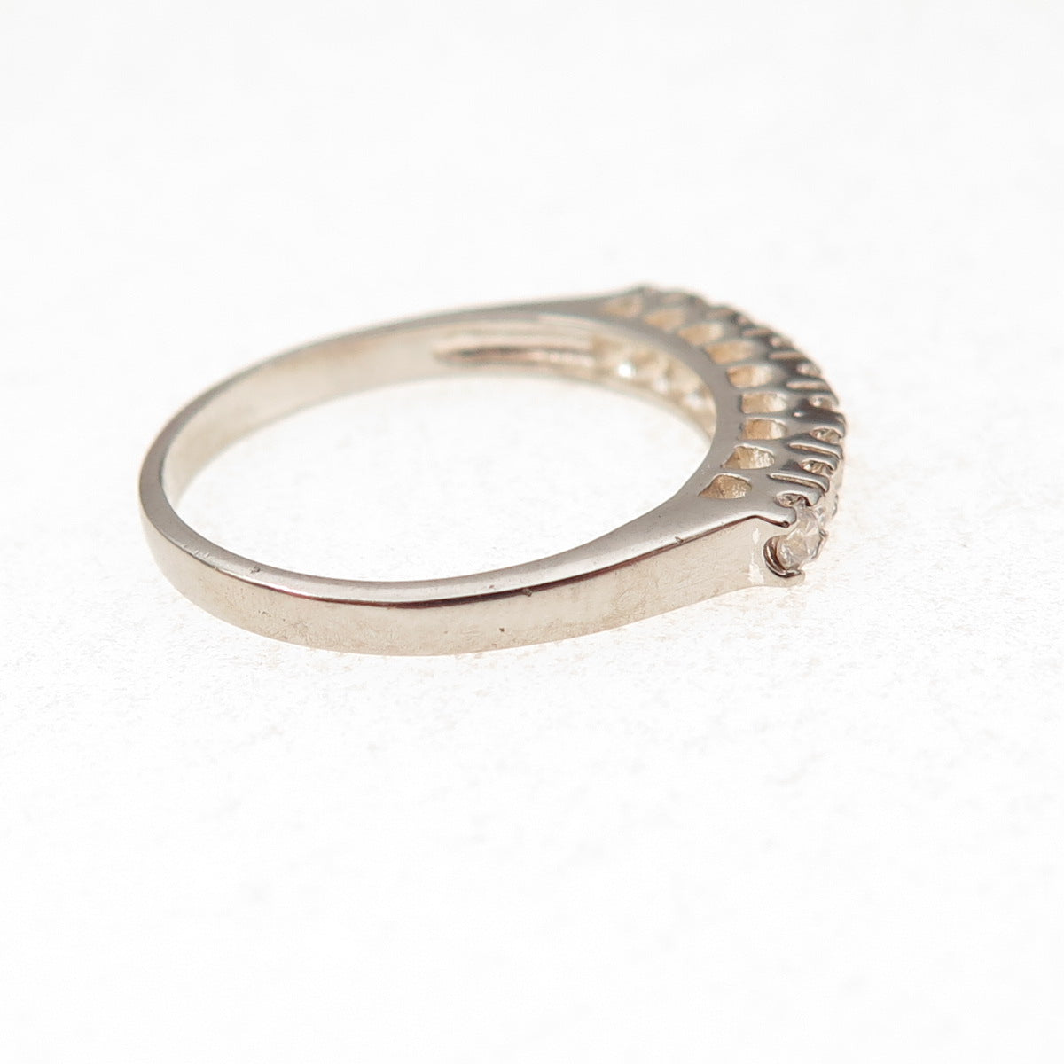 925 Sterling Silver Round-Cut C Z Half Eternity Ring Size 6.25