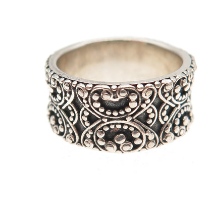 Sara Blaine 925 Sterling Silver Vintage Granulated Oxidized Band Ring Size 8.25