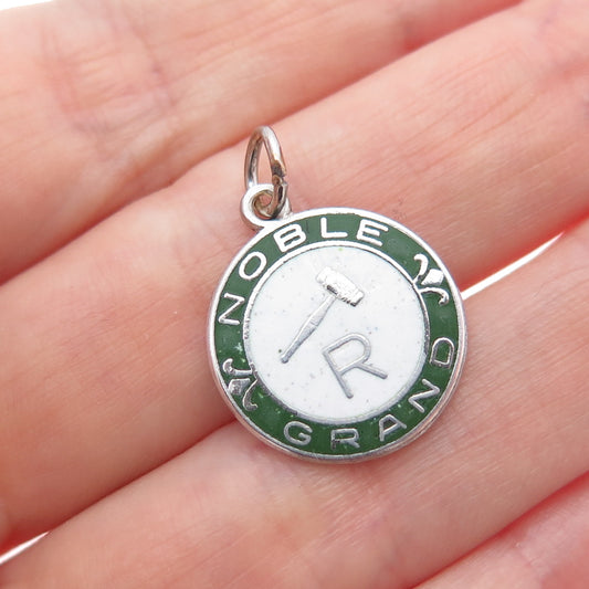 925 Sterling Silver Vintage Enamel Noble Grand Minimalist Charm Pendant