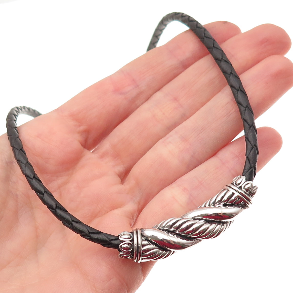 JAI by John Hardy Sterling Silver Leather Cord Twisted Pendant Necklace 16-18"