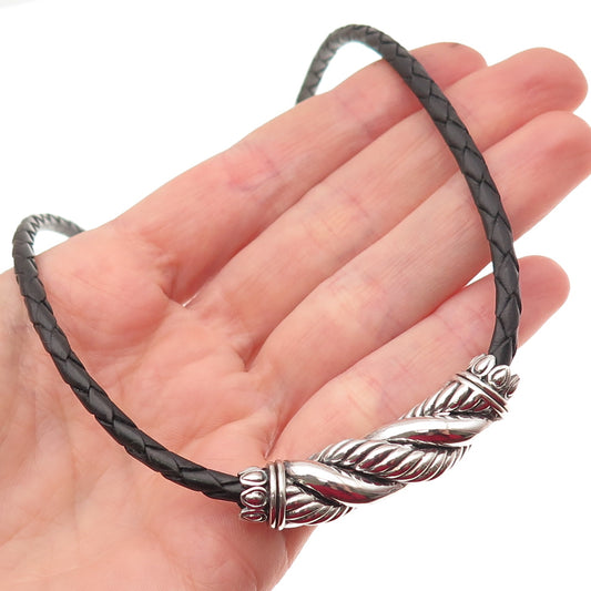 JAI by John Hardy Sterling Silver Leather Cord Twisted Pendant Necklace 16-18"