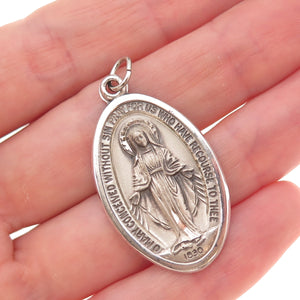 Regina Mfg Co. 925 Sterling Silver Vintage St. Mary Miraculous Medal Pendant