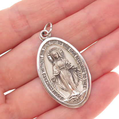 Regina Mfg Co. 925 Sterling Silver Vintage St. Mary Miraculous Medal Pendant