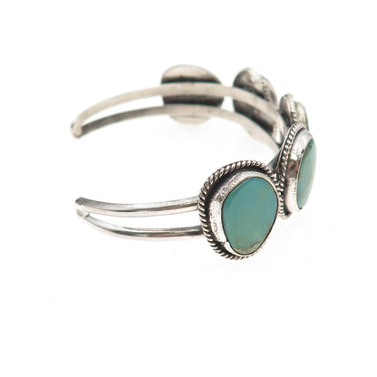 Old Pawn 925 Sterling Vintage Southwestern Turquoise Adjustable Bracelet 5.75"