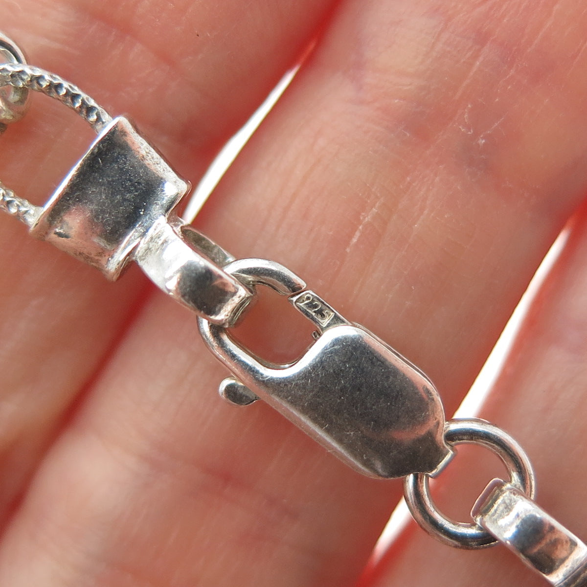 925 Sterling Silver Vintage Twisted Knot Oval Link Bracelet 7.25"