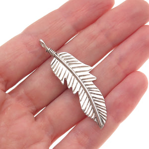 Old Pawn 925 Sterling Silver Vintage Southwestern Feather Tribal Charm Pendant