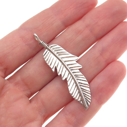 Old Pawn 925 Sterling Silver Vintage Southwestern Feather Tribal Charm Pendant
