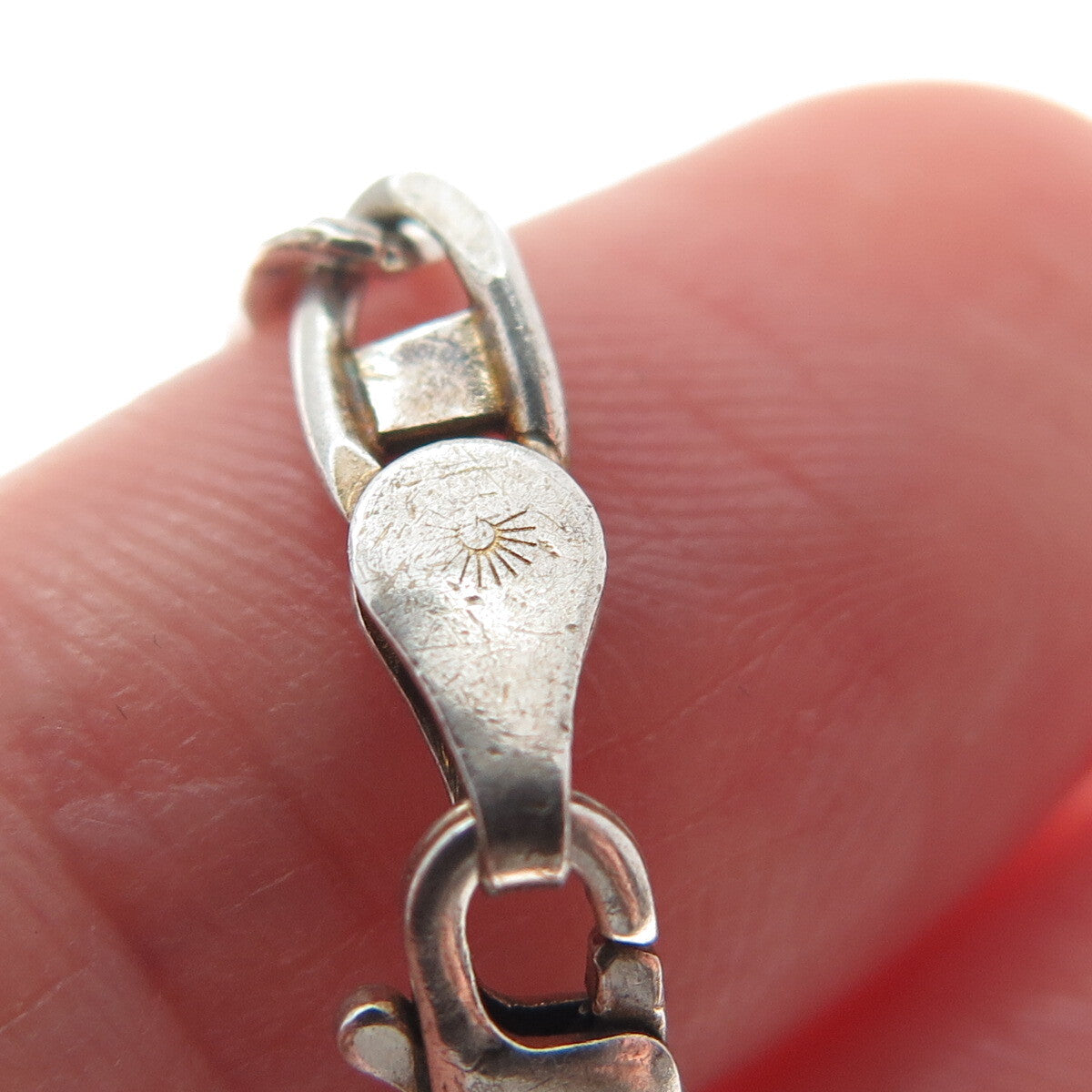 925 Sterling Silver Vintage Italy Flat Anchor Mariner Link Bracelet 7"