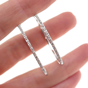 Sun 925 Sterling Silver Real Round-Cut Diamond Hoop Earrings
