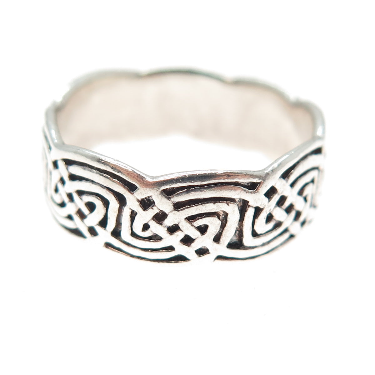PETER STONE 925 Sterling Silver Vintage Celtic Knot Oxidized Band Ring Size 10.5