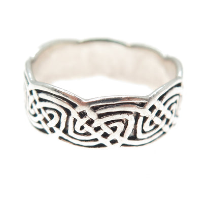 PETER STONE 925 Sterling Silver Vintage Celtic Knot Oxidized Band Ring Size 10.5