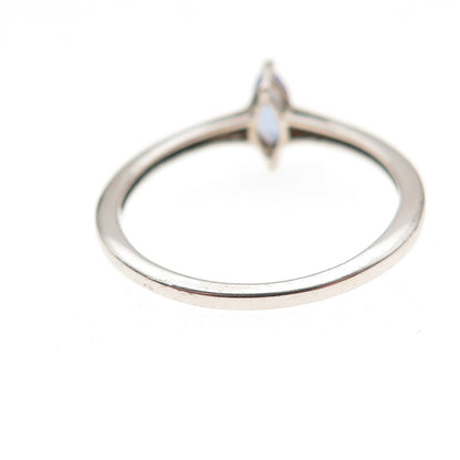 Chuck Clemency 925 Sterling Silver Real Marquise-Cut Tanzanite Ring Size 8.25