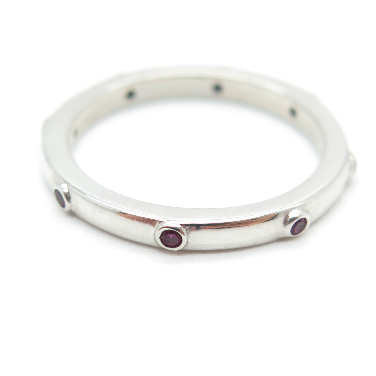 925 Sterling Silver Lab-Created Pink Sapphire Stackable Band Ring Size 5.75