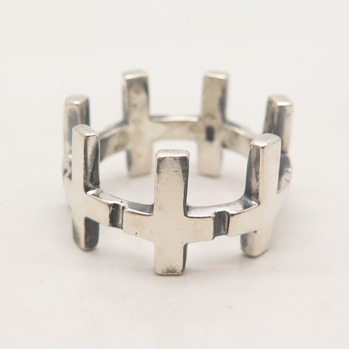 925 Sterling Silver Vintage Cross Band Ring Size 11.5