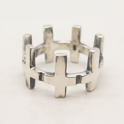 925 Sterling Silver Vintage Cross Band Ring Size 11.5