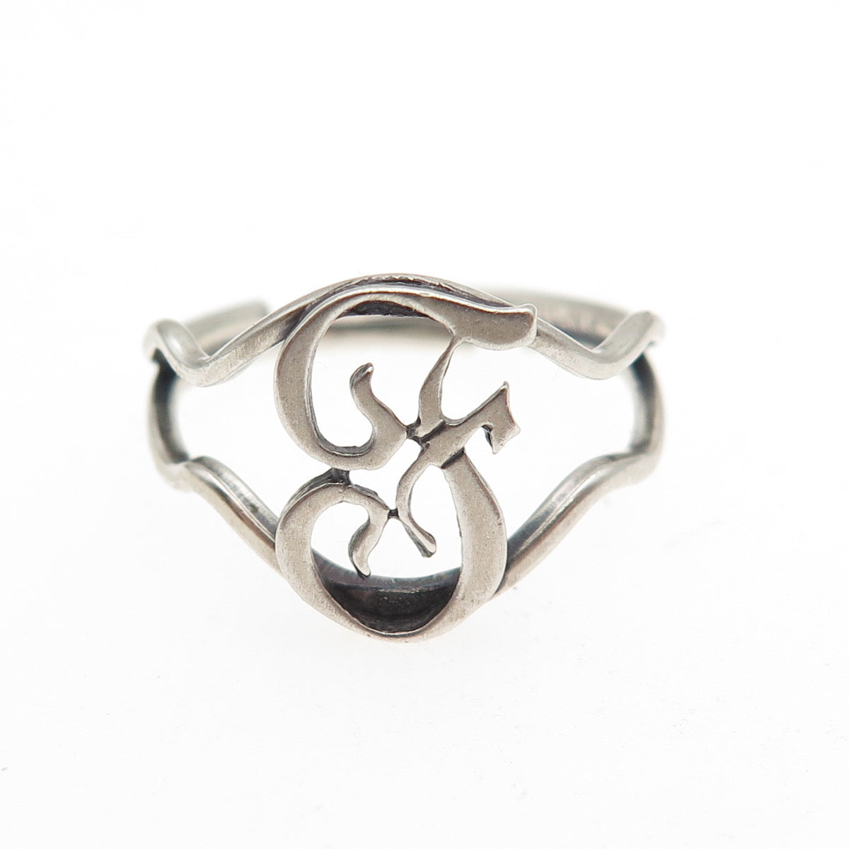 BEAU 925 Sterling Silver Vintage Letter F Initial Adjustable Ring Size 6.25