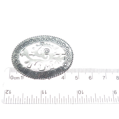 925 Sterling Silver Vintage Mexico Aztec God Quetzalcoatl Oxidized Pin Brooch