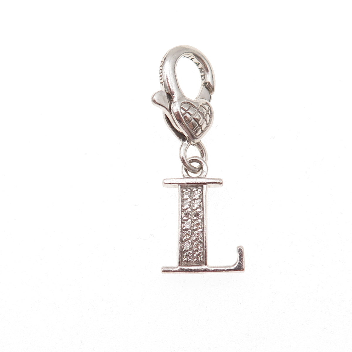 Judith Ripka 925 Sterling Silver C Z Letter L Initial Lobster Lock Charm Pendant
