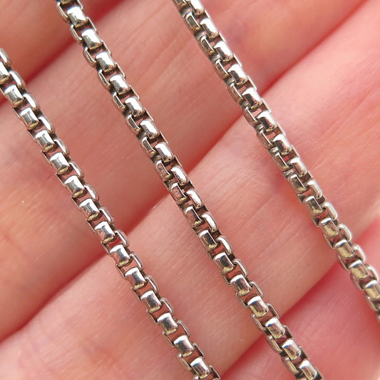 925 Sterling Silver Vintage Italy Round Box Chain Necklace 16"