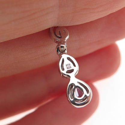 Chuck Clemency 925 Sterling Silver Real Tanzanite Treble Clef Dangle Earrings
