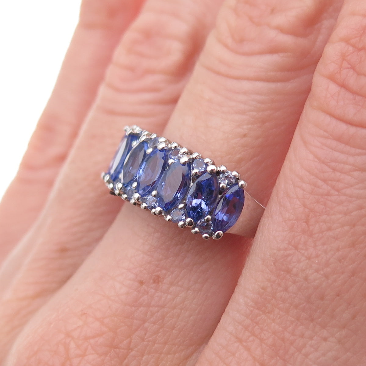 Chuck Clemency 925 Sterling Silver Real Multi-Cut Tanzanite Ring Size 8.25