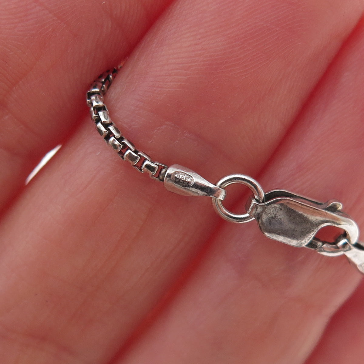 925 Sterling Silver Italy Round Box Chain Necklace 18"