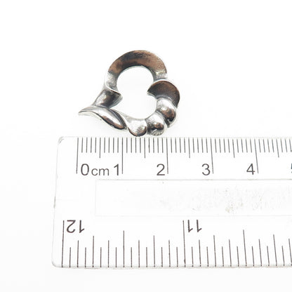 925 Sterling Silver Vintage Modernist Heart Oxidized Mini Slide Charm Pendant