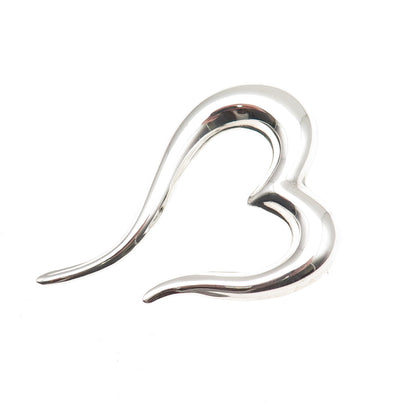 925 Sterling Silver Vintage Mexico Modernist Heart Pin Brooch