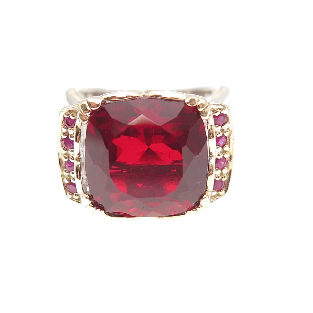 MICHAEL VALITUTTI Gems En Vogue 925 Sterling 2-Tone Garnet & Ruby Ring Size 7.25