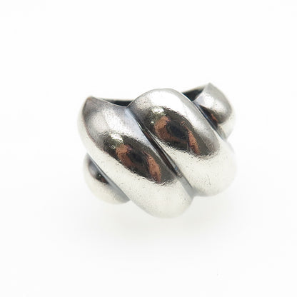 925 Sterling Silver Vintage Mexico Modernist Ribbed Dome Oxidized Ring Size 7.5