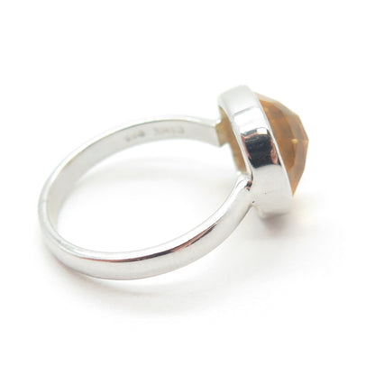 DSMK 925 Sterling Silver Checkered Lemon C Z Minimalist Ring Size 7