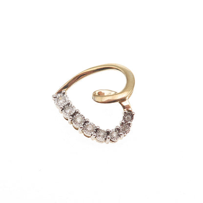 925 Sterling Silver Gold Plated Real Diamond Heart Mini Slide Charm Pendant