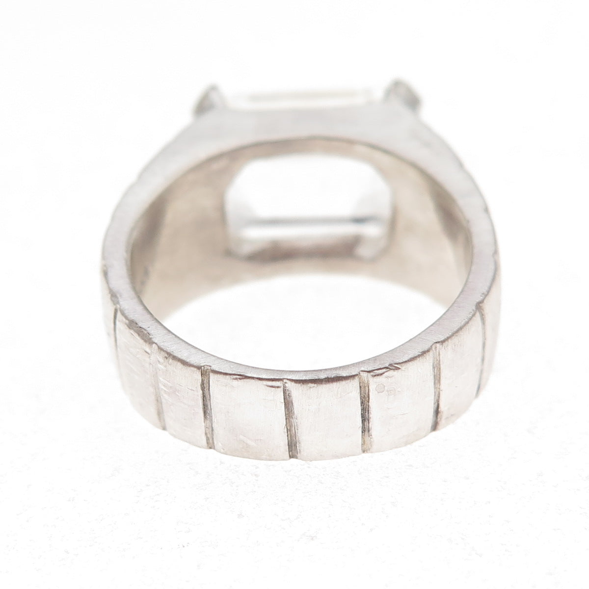 Lisa Jenks 925 Sterling Silver Vintage Real White Topaz Modernist Ring Size 6.5