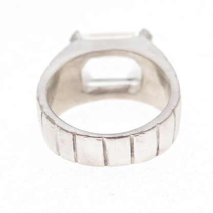 Lisa Jenks 925 Sterling Silver Vintage Real White Topaz Modernist Ring Size 6.5