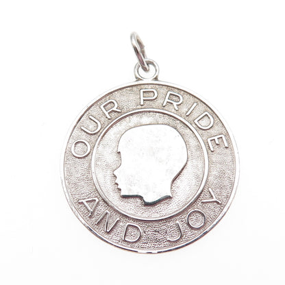 925 Sterling Silver Vintage Our Pride & Joy Boy Charm Pendant