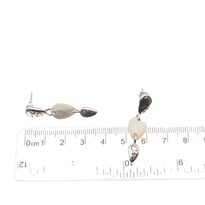 Guess 925 Sterling Silver Vintage Real MOP Dangle Earrings