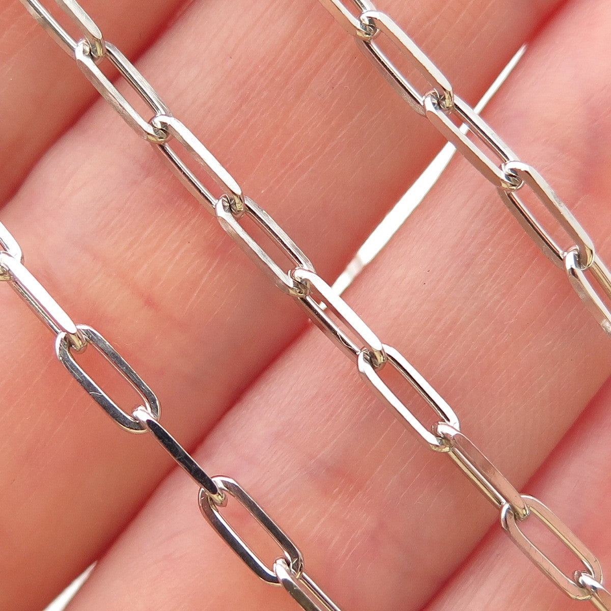 925 Sterling Silver Italy Paperclip Chain Necklace 18"