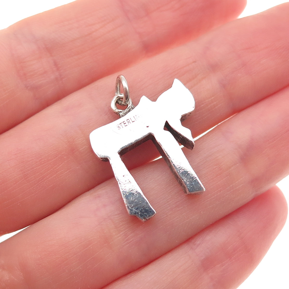 925 Sterling Silver Vintage Chai Judaica Mini Charm Pendant