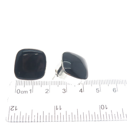 925 Sterling Silver Vintage Mexico Real Black Onyx Gemstone Earrings