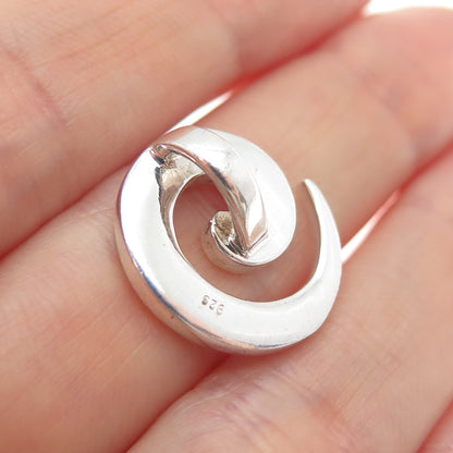 925 Sterling Silver Round-Cut Rhinestone Spiral Minimalist Charm Pendant