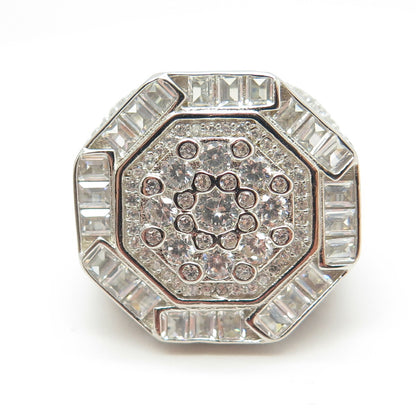 925 Sterling Silver Multi-C Z Domed Ring Size 8.25