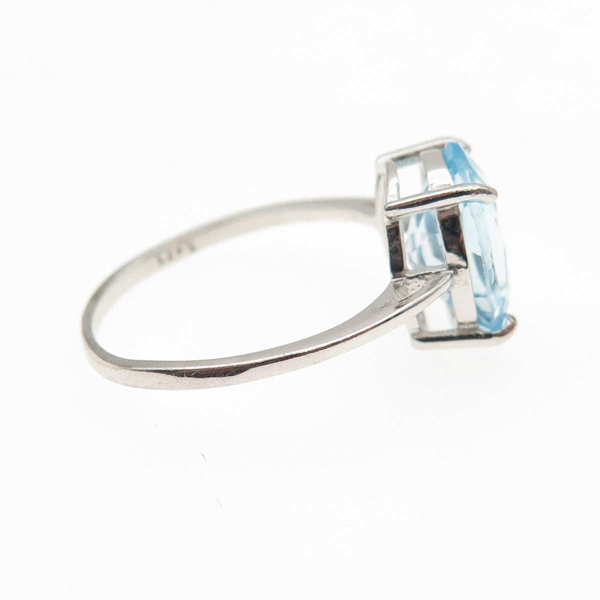 925 Sterling Silver Real Oval-Cut Blue Topaz Ring Size 7.25