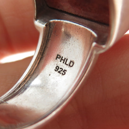 PHLD PlayHardLookDope 925 Sterling Silver Real Coral Ring Size 12.25