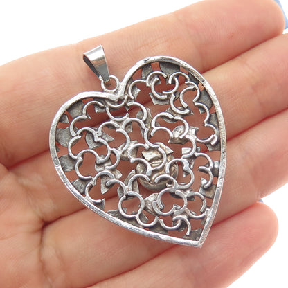 925 Sterling Silver Vintage Israel Real Eilat Modernist Heart Pendant