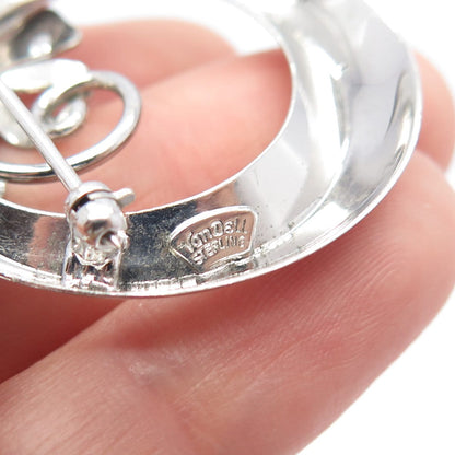 925 Sterling Silver Antique Van Dell Leaf Bow Circle Pin Brooch