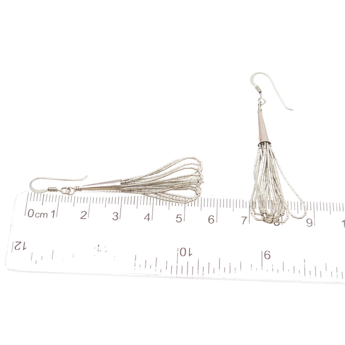 Old Pawn 925 Sterling Silver Vintage Southwestern Liquid Chain Dangle Earrings