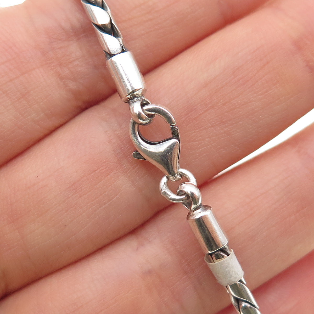 925 Sterling Silver Vintage Round Box Chain Necklace 18"