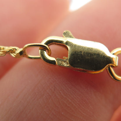 925 Sterling Silver Gold Plated Italy Twisted Rope Chain Necklace 16"